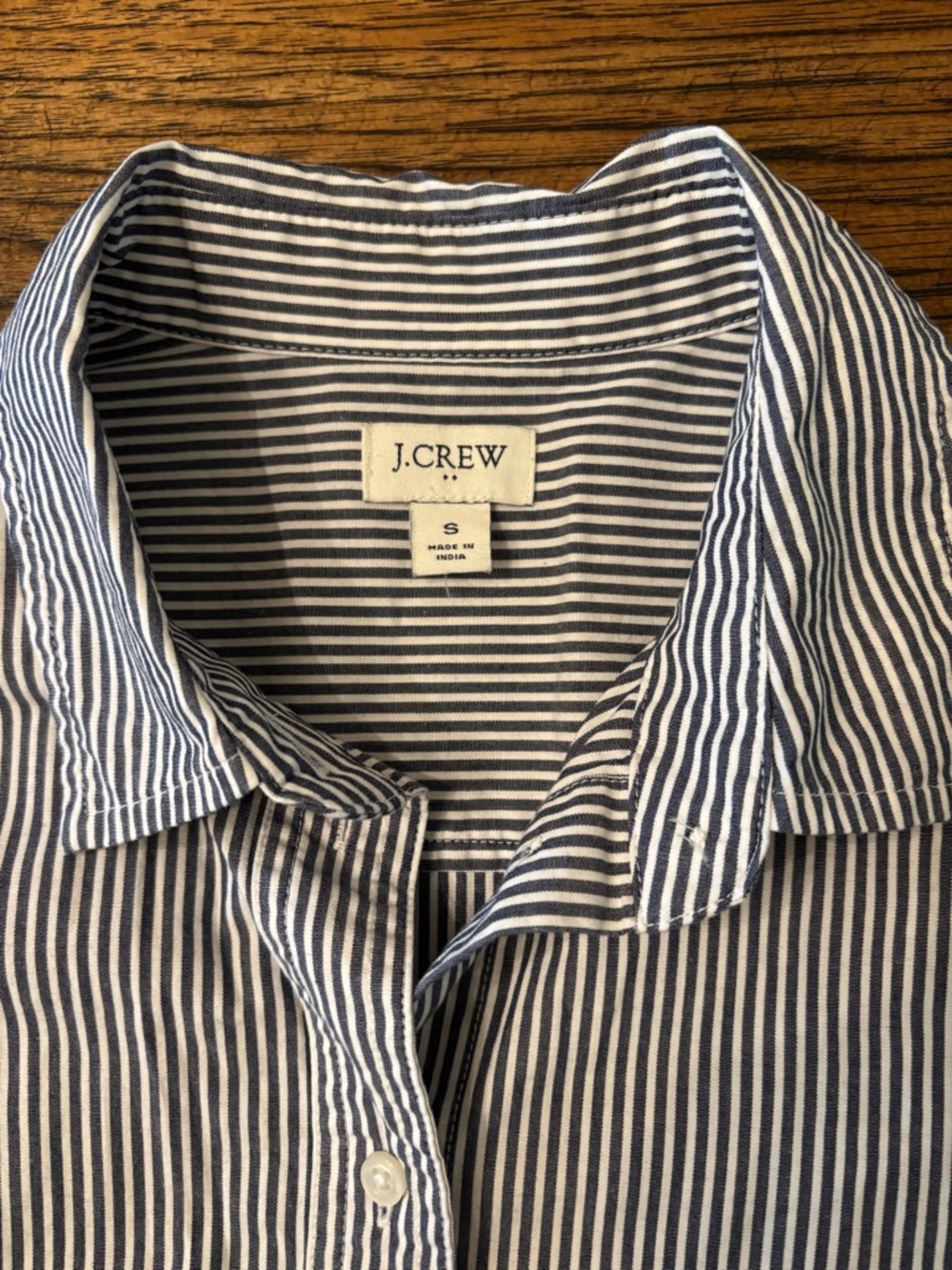 J.Crew Women’s Small Blue White Striped Puff Sleeve Button Down Shirt Stretch - Picture 3 of 10